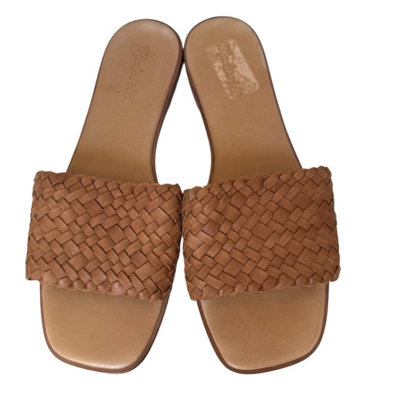 Madewell The Lianne Slide in Woven Leather, English Saddle, Size 10 - Picture 1 of 6